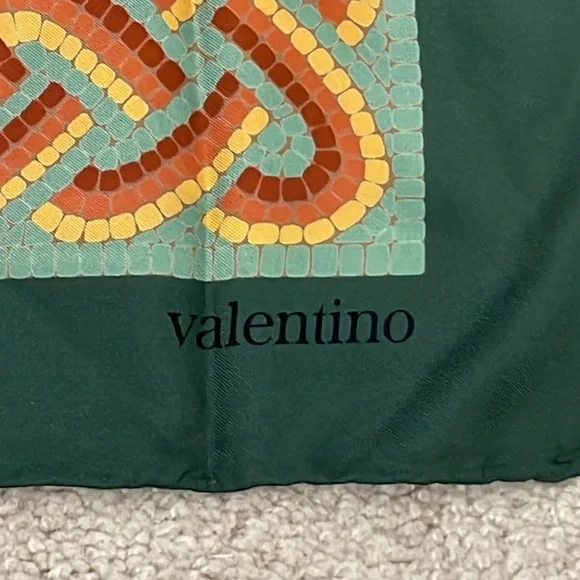 Valentino Colorful Mosaic Printed Silk Square Scarf. P10/A - Picture 3 of 6
